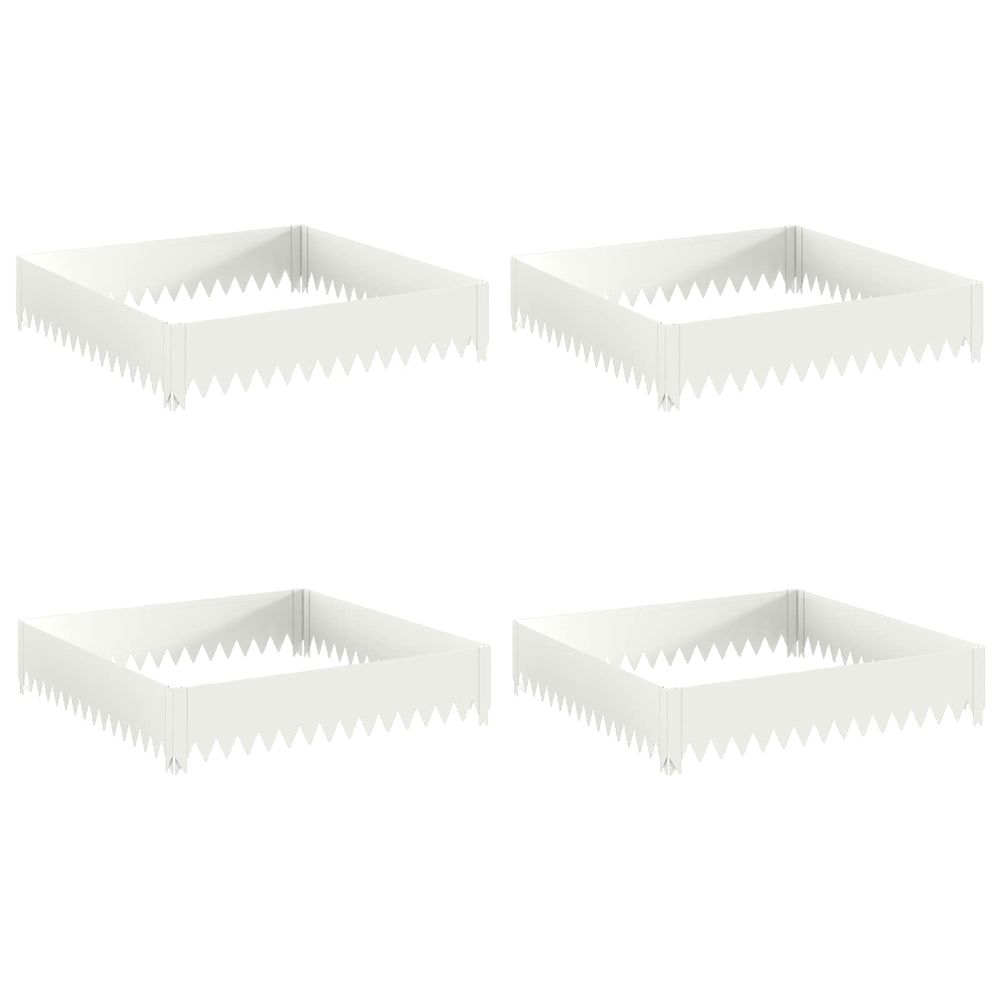 Bordure de pelouse 4 pc 100 x 100 x 20 cm acier blanc