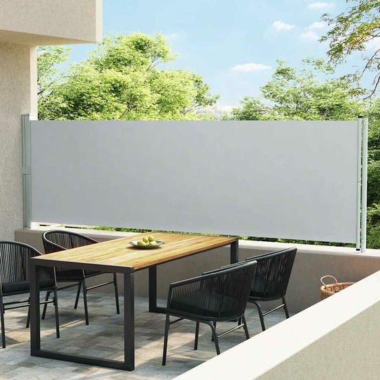 Auvent latéral rétractable de patio 140x600 cm gris