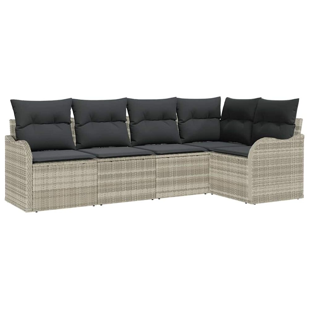 Ensemble de canapé de jardin 5 pc gris clair polyrotin