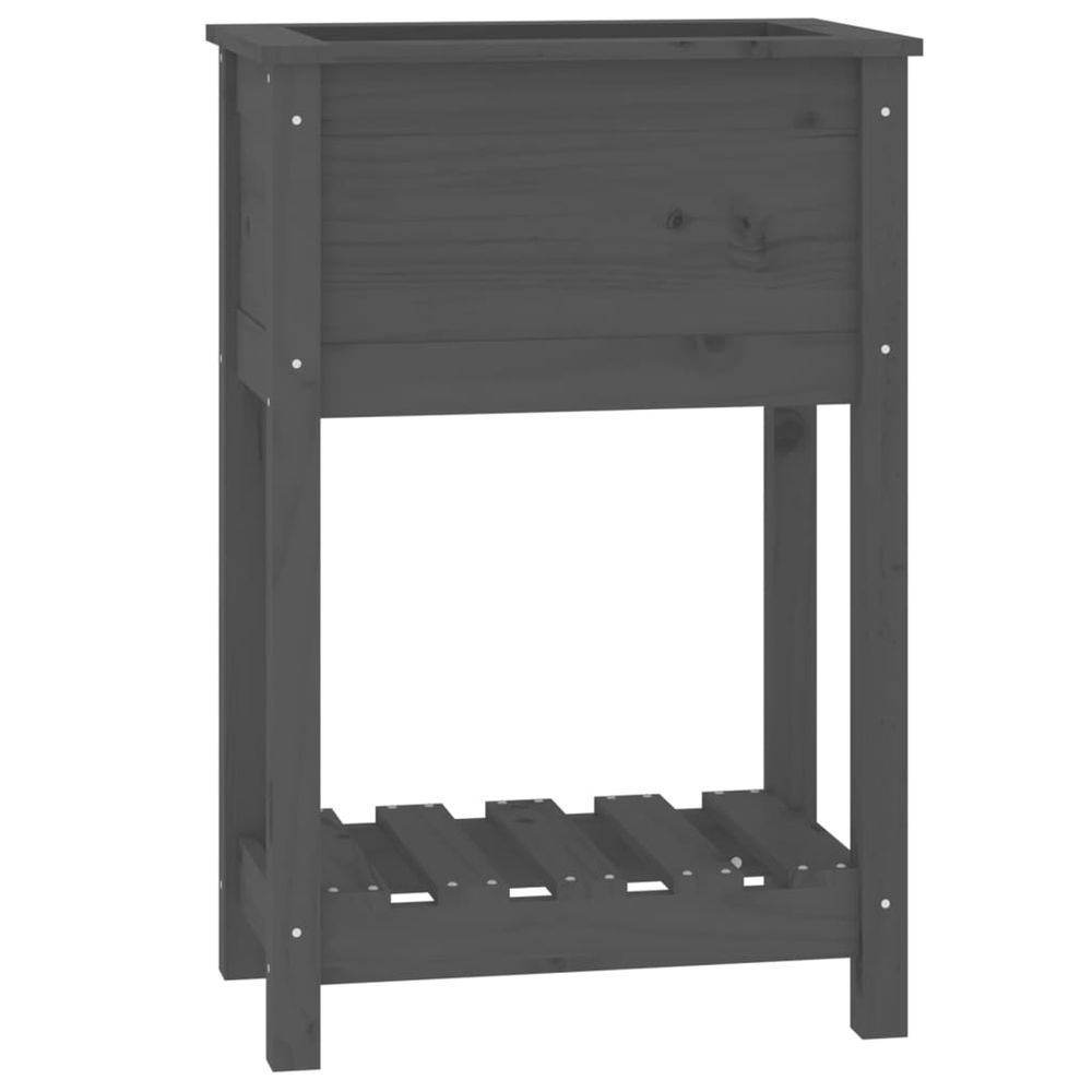 Jardinière d'extérieur avec étagère gris 54x34,5x81 cm bois massif de pin