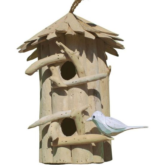 Nichoir hôtel en bois d'albésia à suspendre 26 x 36 cm