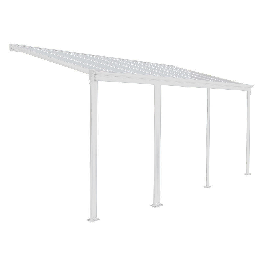 Home deluxe - toit de terrasse solis - blanc - l/p/h : 618 / 625 x 303 / 300 x 278 / 226 cm - avec panneaux alvéolaires, matériel de