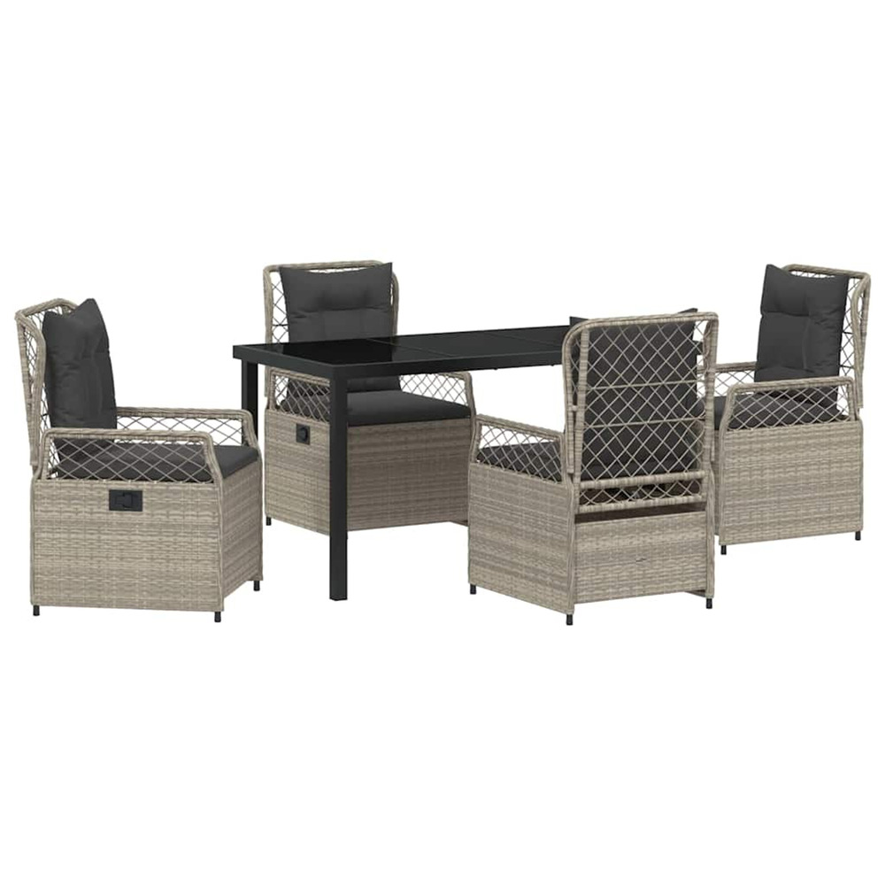 Ensemble de salle à manger pour jardin 5 pcs gris clair