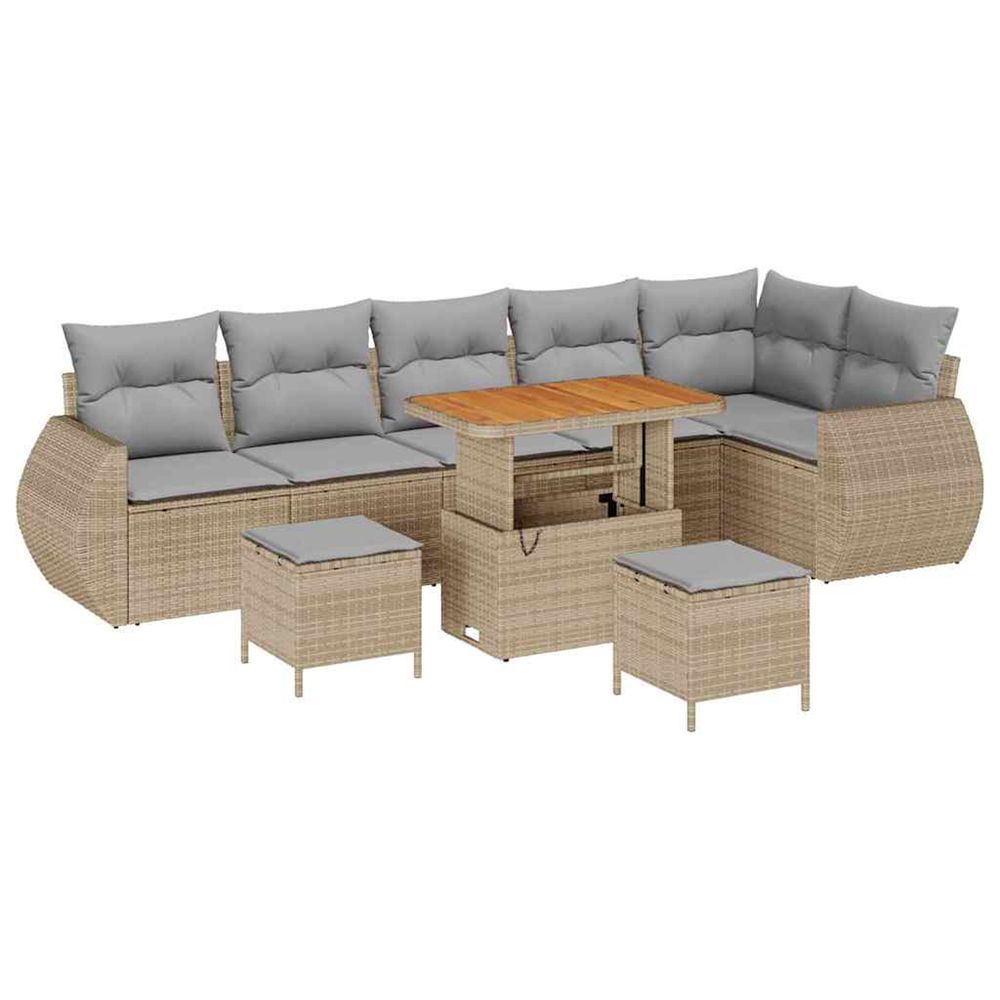 Ensemble de canapé de jardin 9 pc beige polyrotin