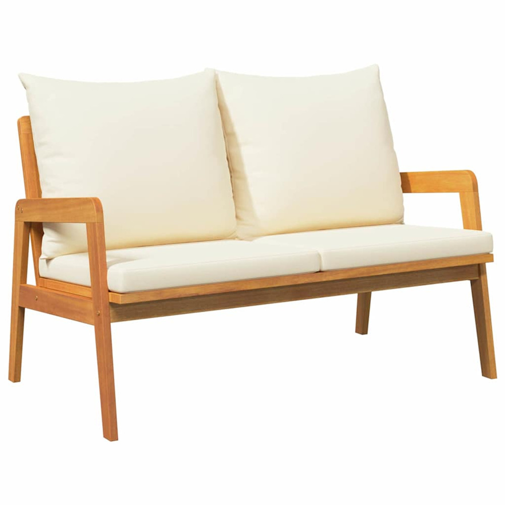 Banc de jardin avec coussin marron bois d'acacia massif