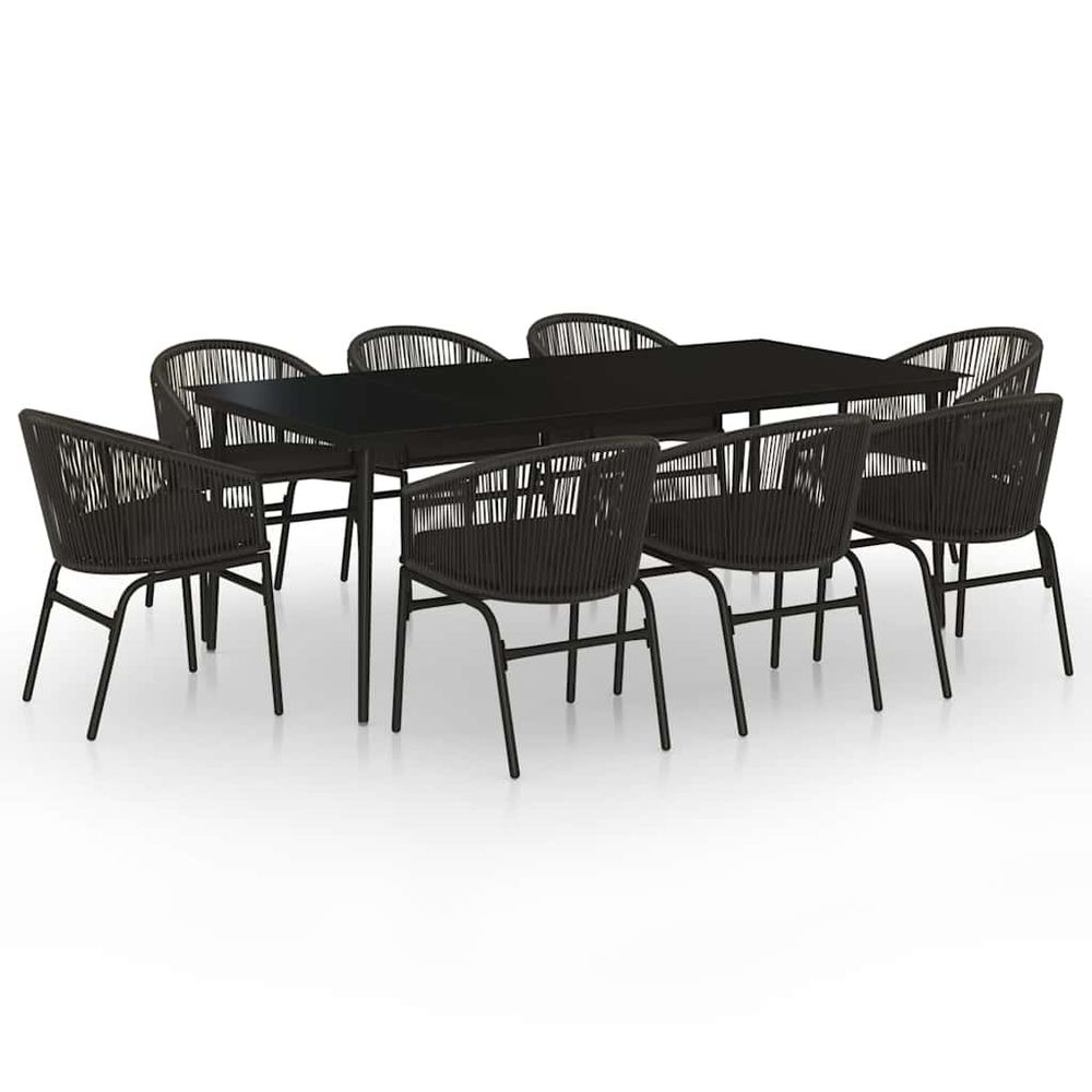 Ensemble à manger de jardin 9 pcs noir