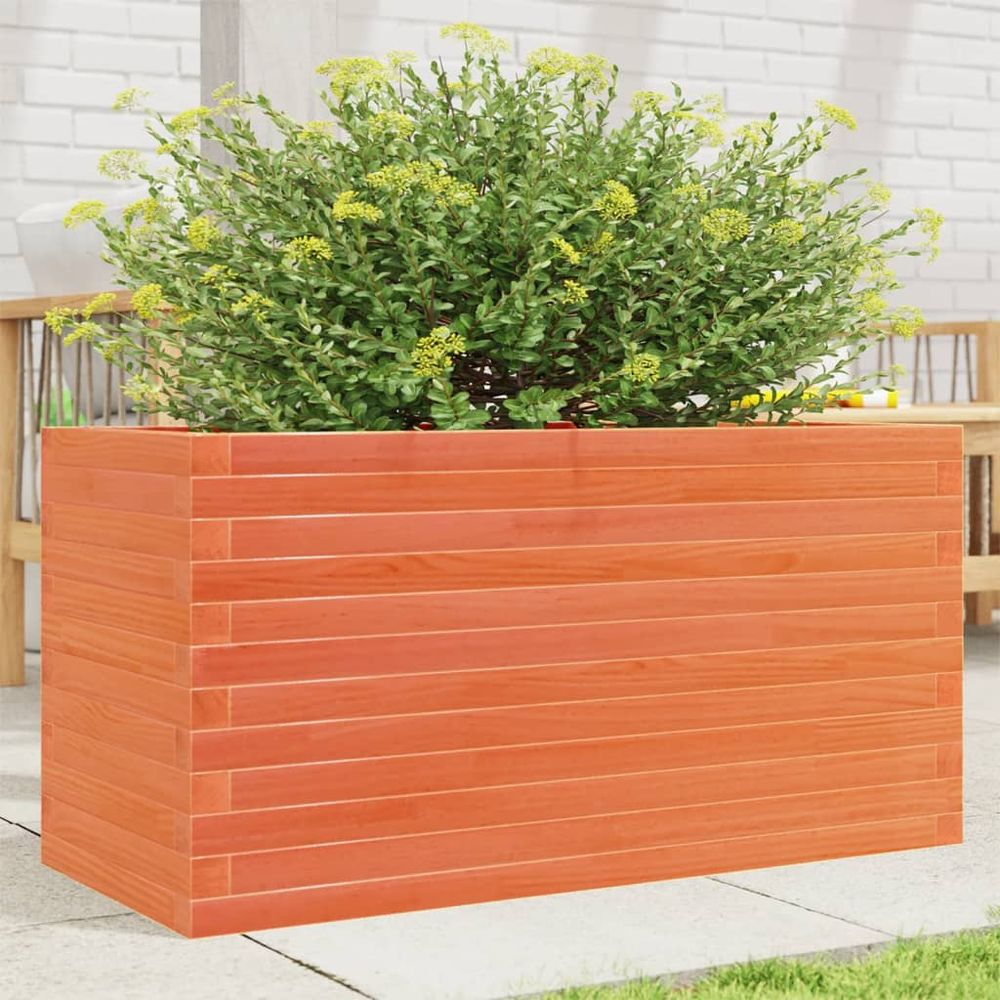 Jardinière en bois de pin massif pour jardin 90x40x46 cm marron