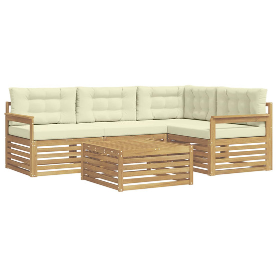 Ensemble de canapés d'extérieur 6 pcs blanc et crème polyester