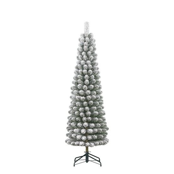 Black box trees sapin de noël artificiel avec neige - christmas tree h215 x ø56 cm - vert givré