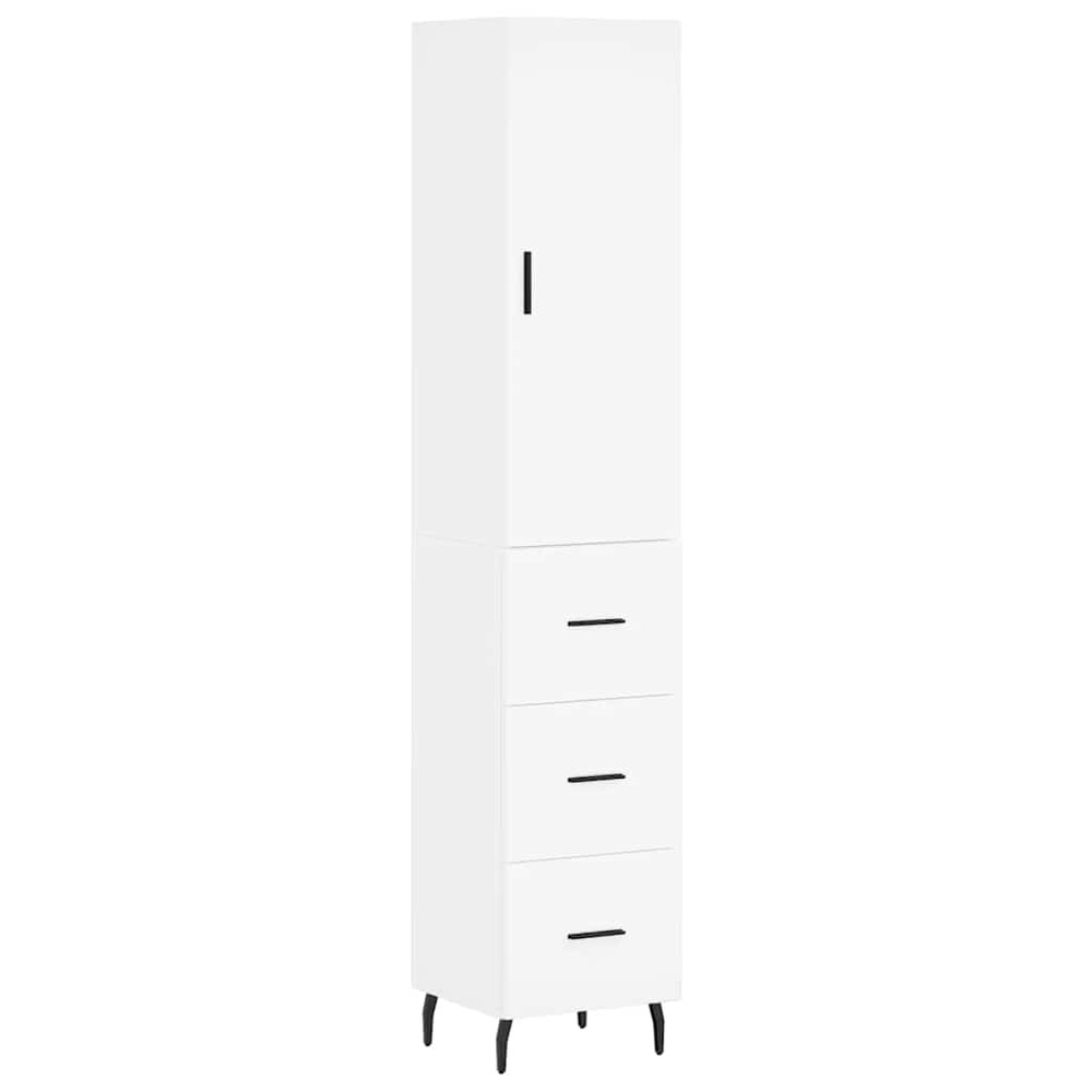 Buffet bahut commode armoire meuble de rangement organisateur cuisine salle de séjour salon haut 34,5 x 34 x 180 cm bois d'in