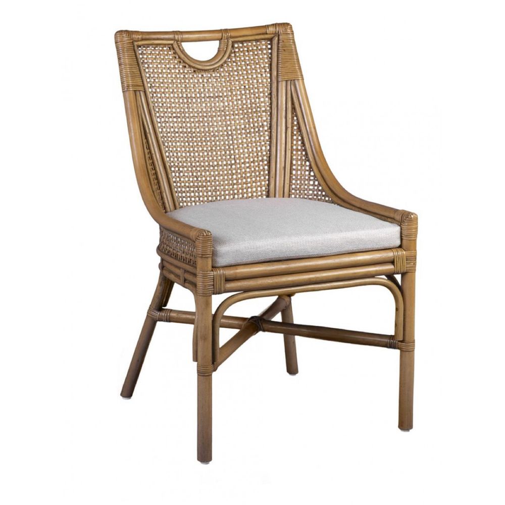 Chaise avec coussin rotin rotin marron - décoration d'autrefois