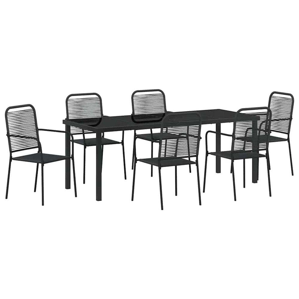 Ensemble de salle à manger pour jardin 7 pc noir