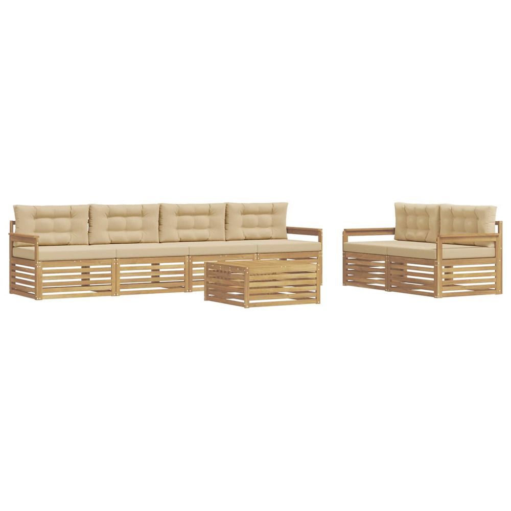 Ensemble de canapés d'extérieur 7 pc blanc et beige polyester