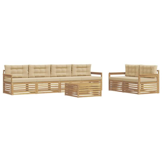 Ensemble de canapés d'extérieur 7 pc blanc et beige polyester