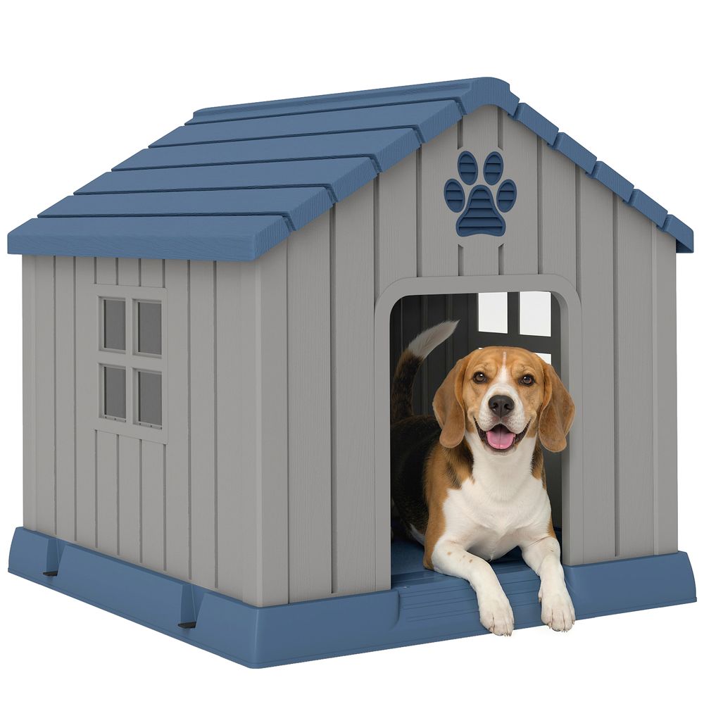 Niche pour chien en plastique 85 x 79 x 82 cm grise extérieur ventilée surélevée