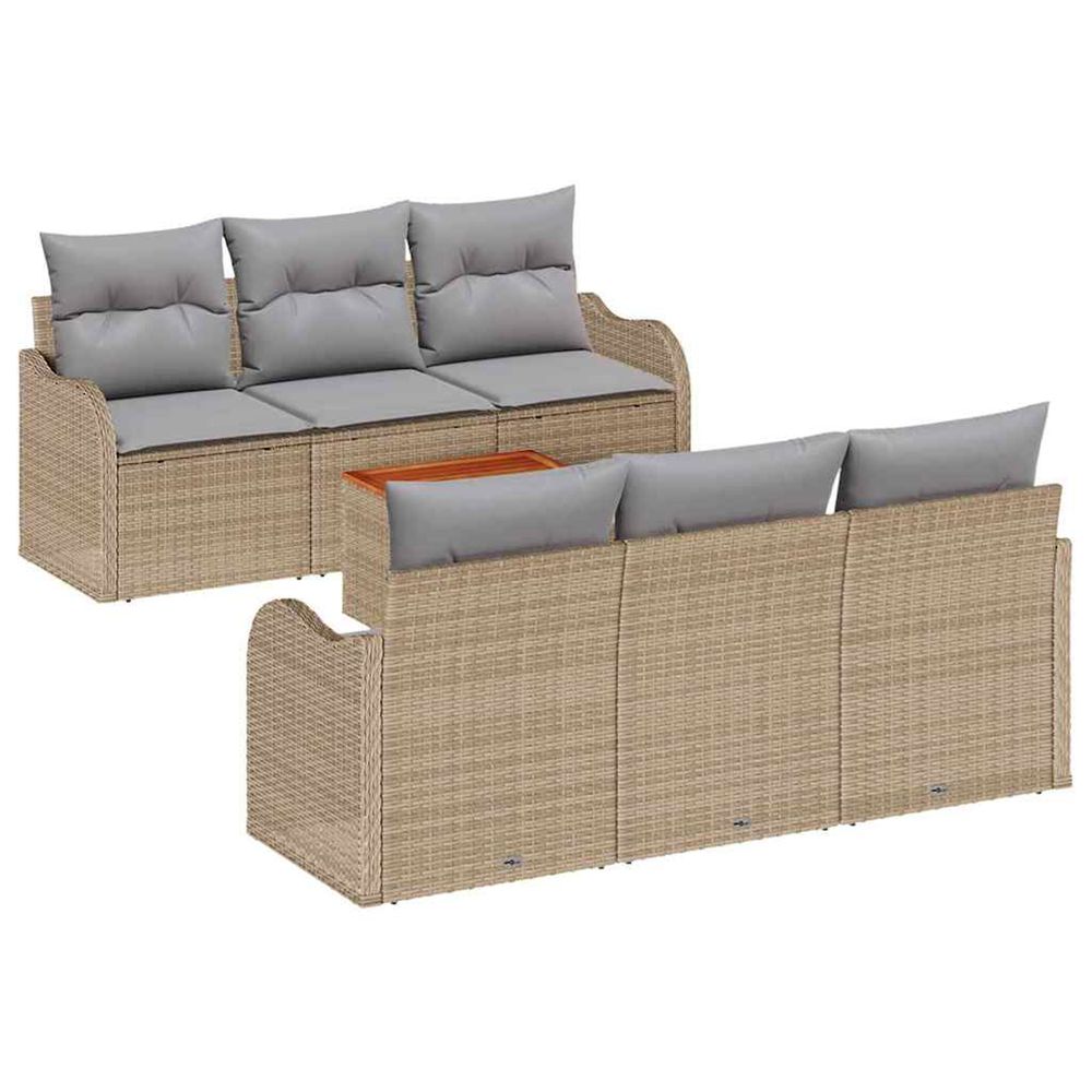 Ensemble de canapé de jardin 7 pc beige polyrotin