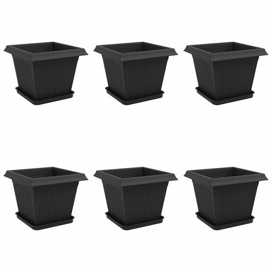 Pots de plantes 6 pc noir plastique