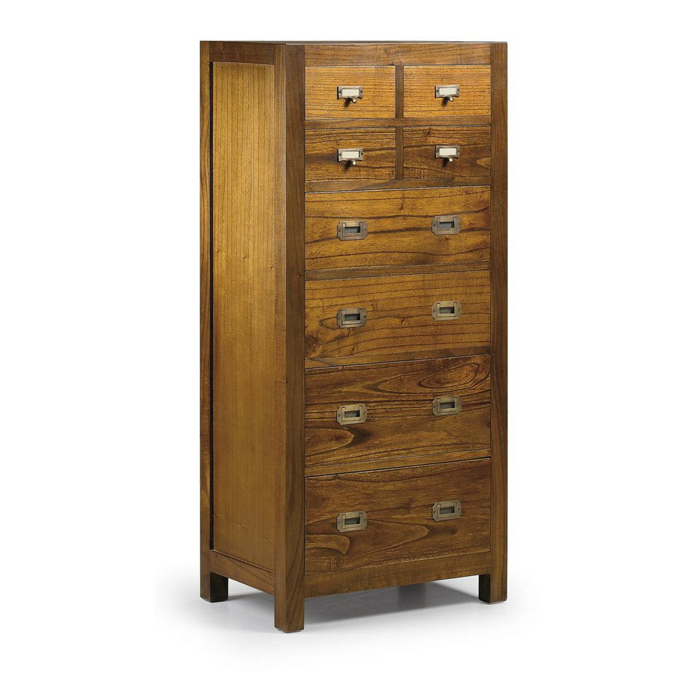 Chiffonnier 8 tiroirs bronze bois marron - onéline décoration d'autrefois