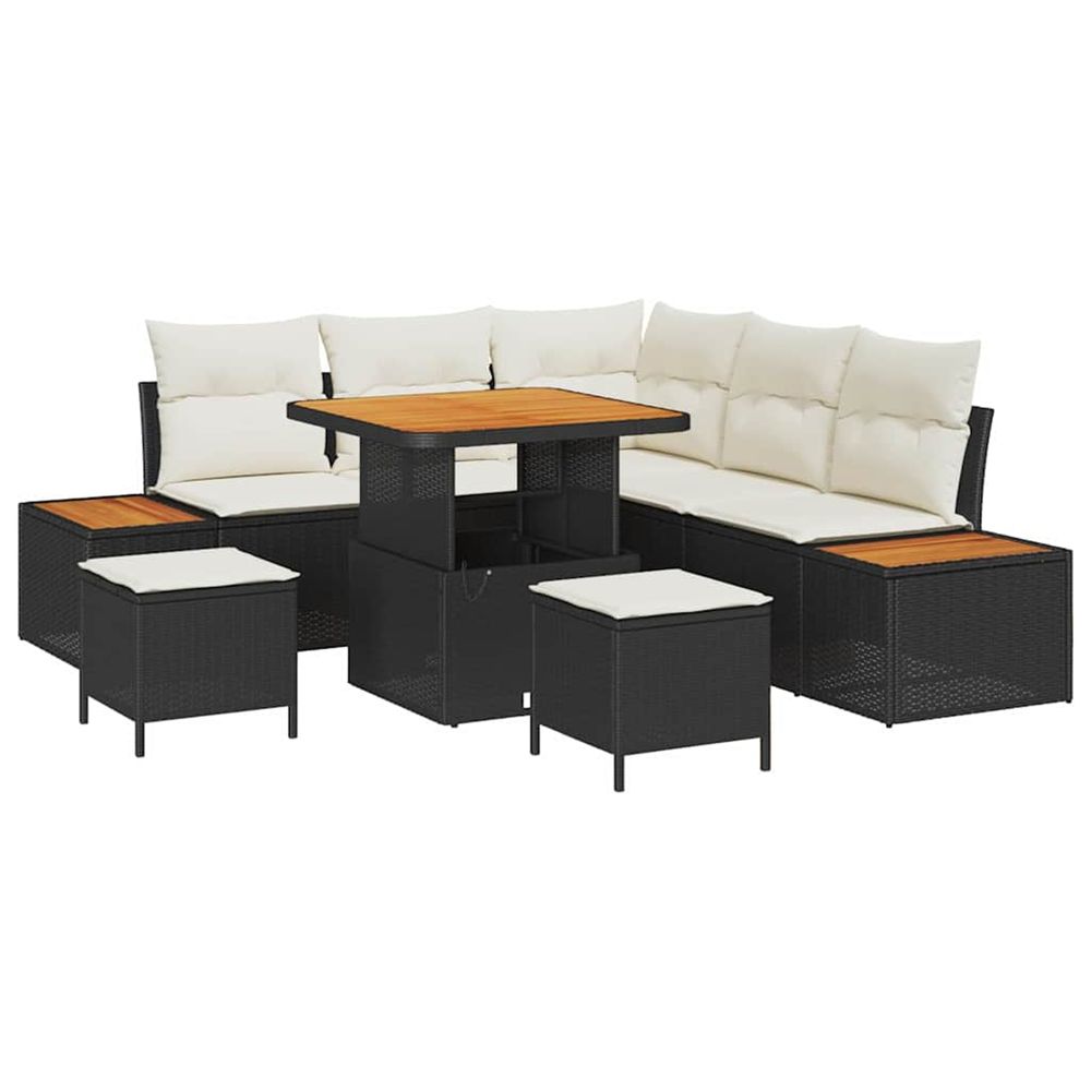 Ensemble de canapé de jardin 8 pc 7-nombre de places noir