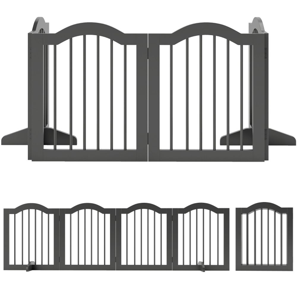 Barrière de sécurité chien en bois pliable autoportante 4 panneaux 208 cm noir – comfortxl outdoor living