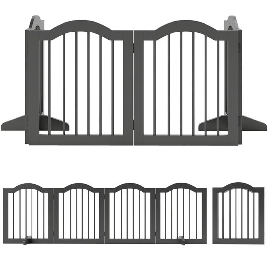 Barrière de sécurité chien en bois pliable autoportante 4 panneaux 208 cm noir – comfortxl outdoor living