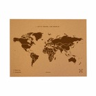 Carte du monde en liège - woody map natural world / 90 x 60 cm / marron / sans cadre