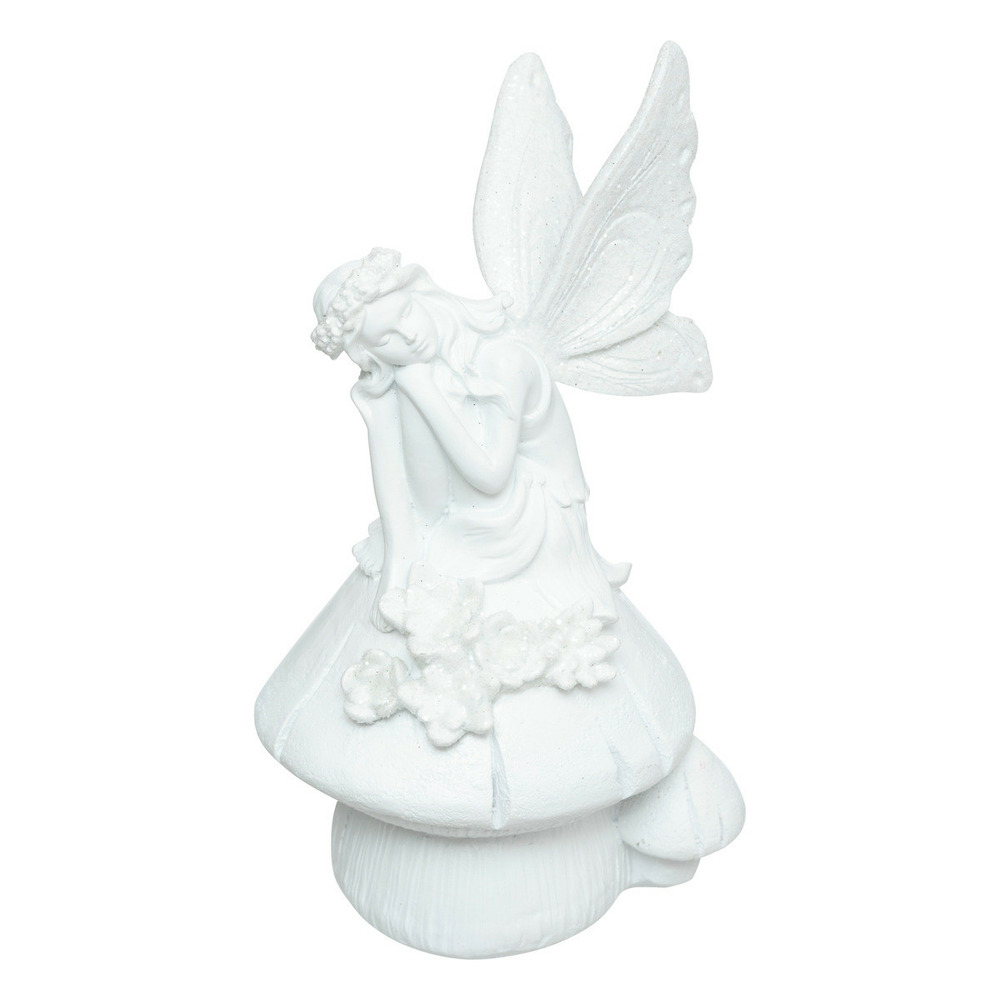 Déco de noël fée en résine blanche h 25 cm