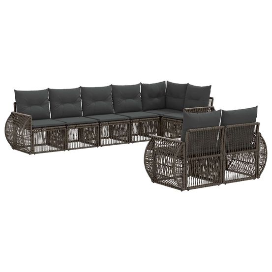 Ensemble de canapé de jardin 8 pc gris et gris foncé polyrotin