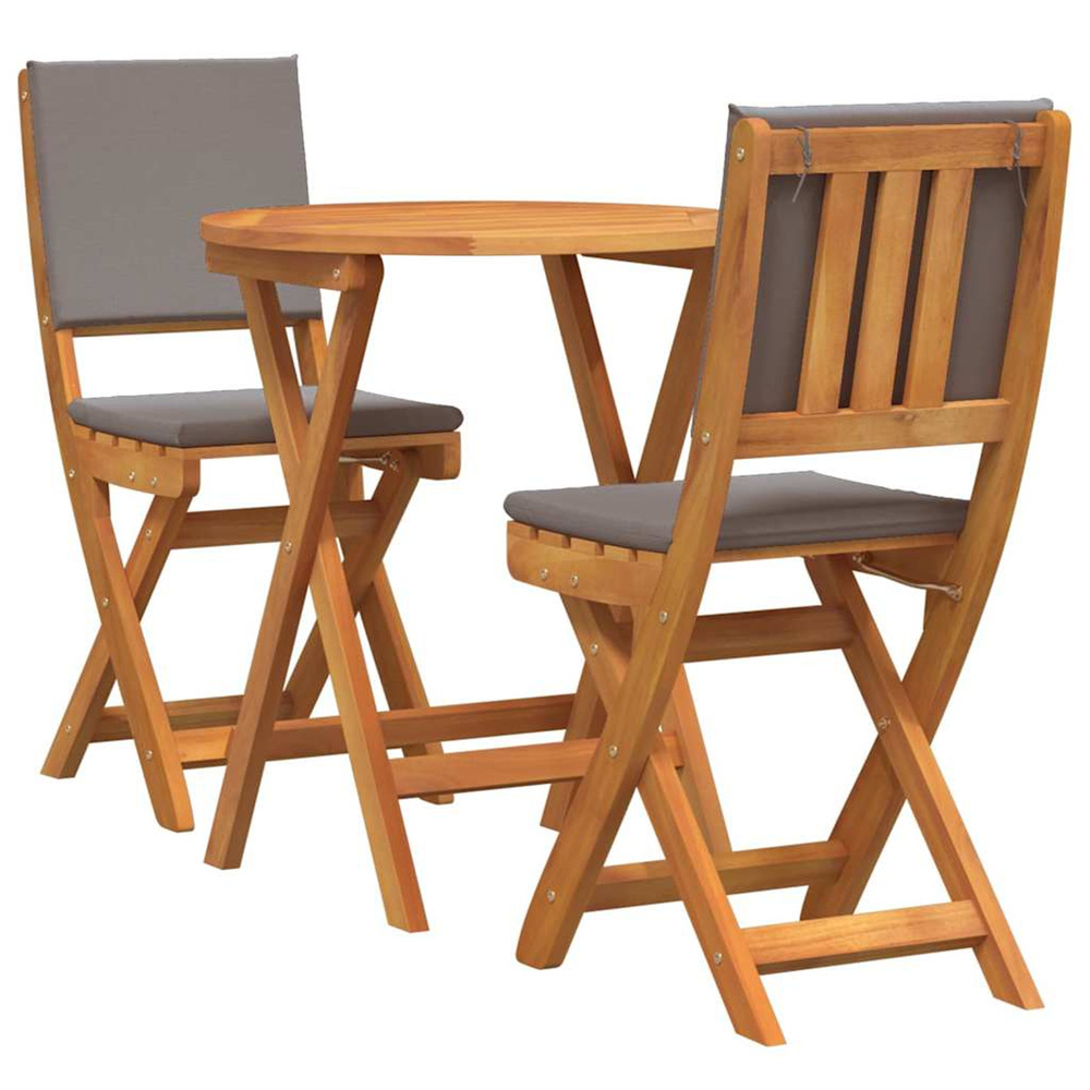 Ensemble bistrot 3 pcs marron bois d'acacia massif