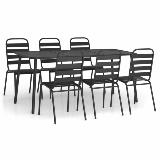 Ensemble à manger de jardin 7 pcs anthracite acier