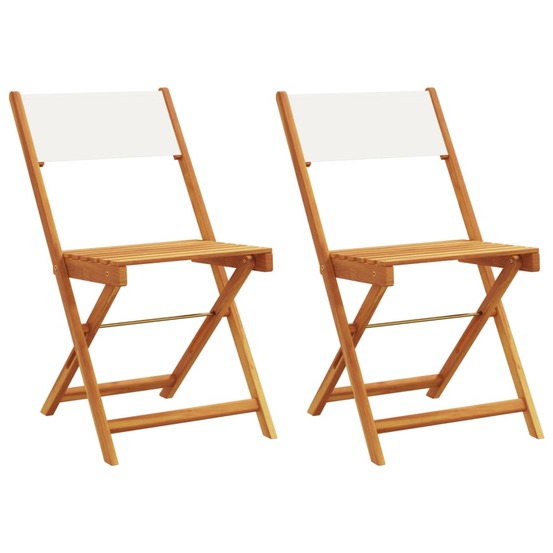 Chaises de bistrot lot de 2 blanc crème bois acacia et tissu