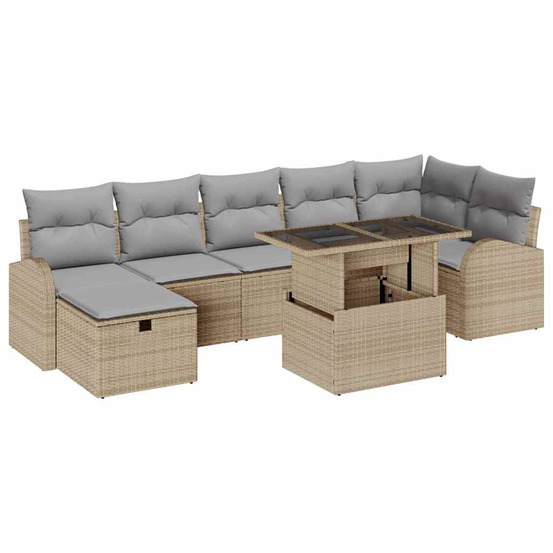 Ensemble de canapé de jardin 8 pcs beige poly rotin