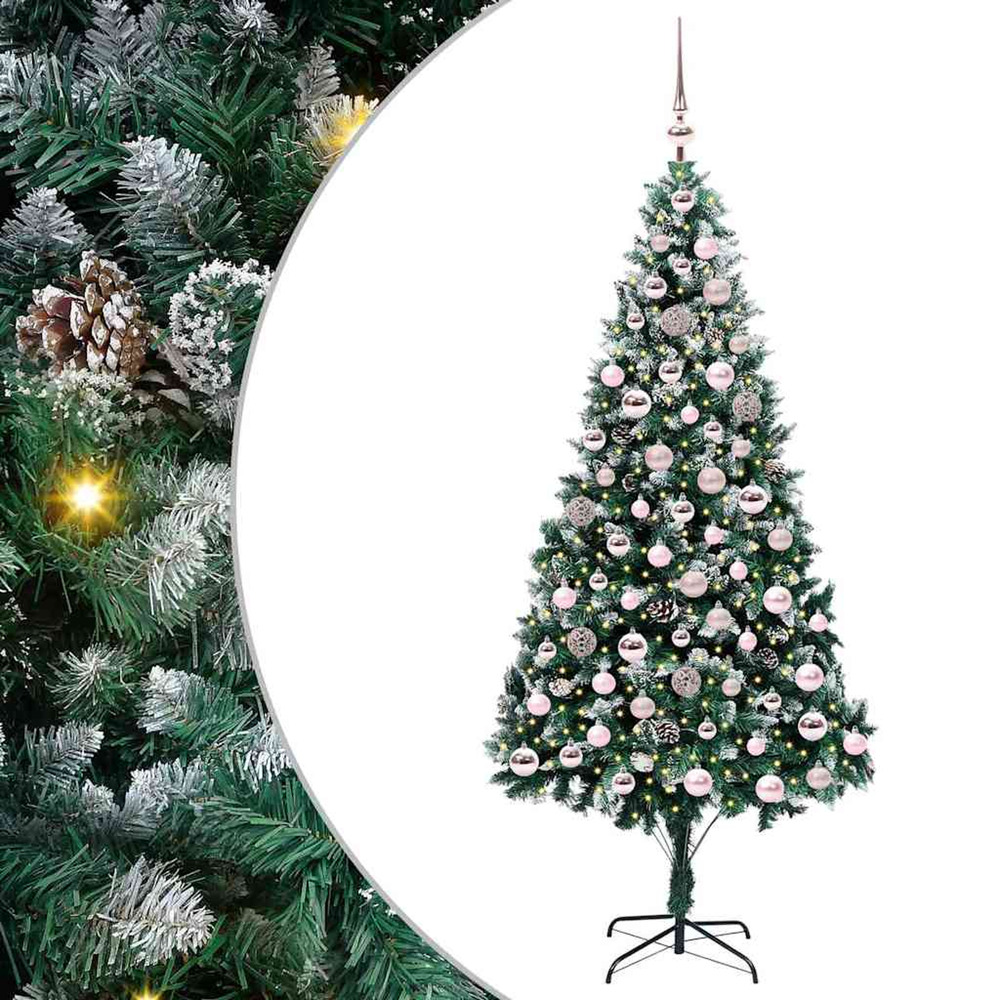 Sapin de noël artificiel vert 210 cm pvc, acier et plastique
