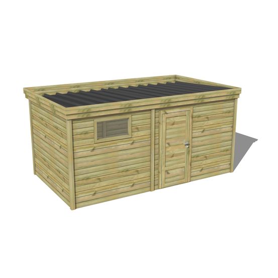Abri de jardin bois pin traité autoclave 27mm - 4,195x2,64m / 11m2 - bac acier - abri français