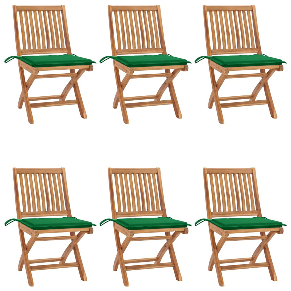 Chaises pliables de jardin avec coussins lot de 6 bois de teck