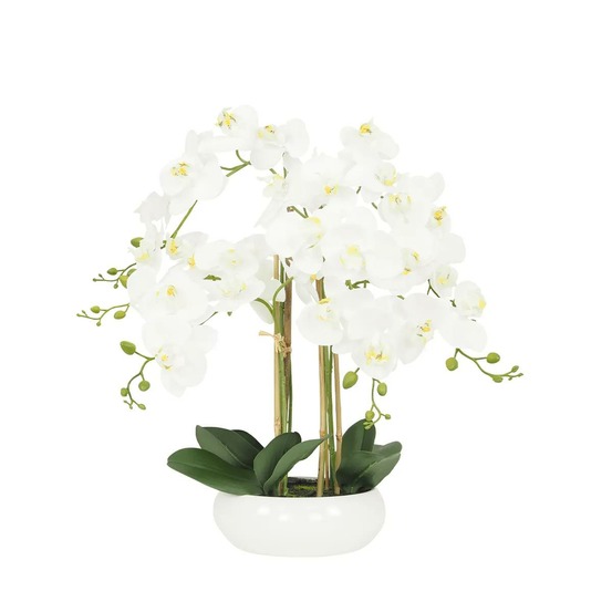 Orchidée blanche artificielle 55cm