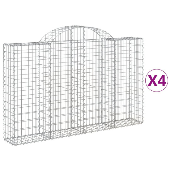 Paniers à gabions arqués 4 pcs 200x30x120/140 cm fer galvanisé