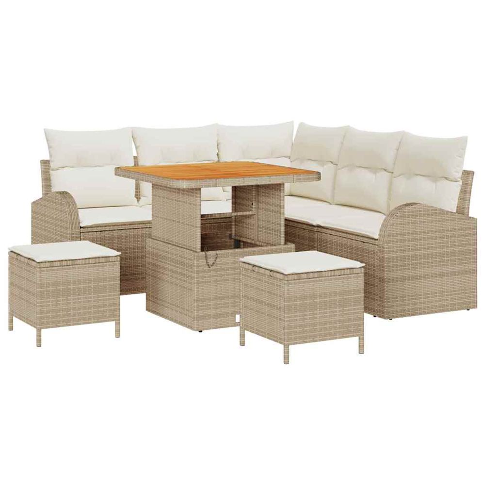Ensemble de canapé de jardin 8 pc beige polyrotin