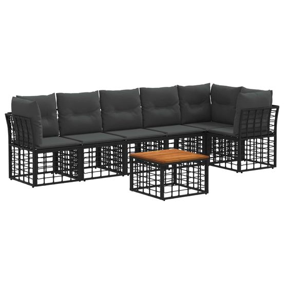 Ensemble de canapé de jardin 7 pc noir et gris foncé polyrotin