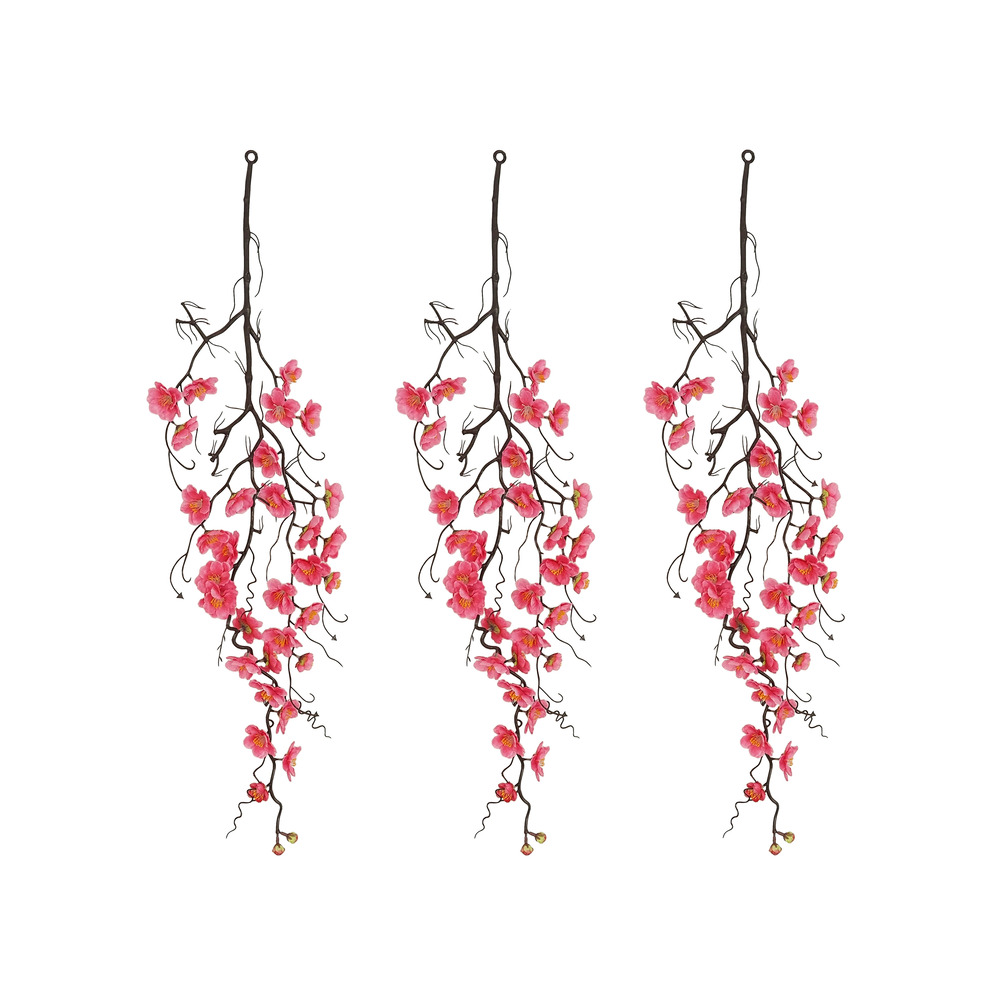 Chute plante artificielle cerisier rose 78cm lot de 3