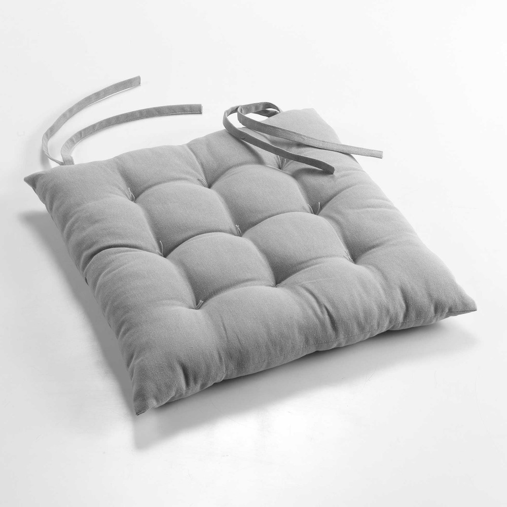 Coussin de chaise assise matelassée 40x40cm charlines gris