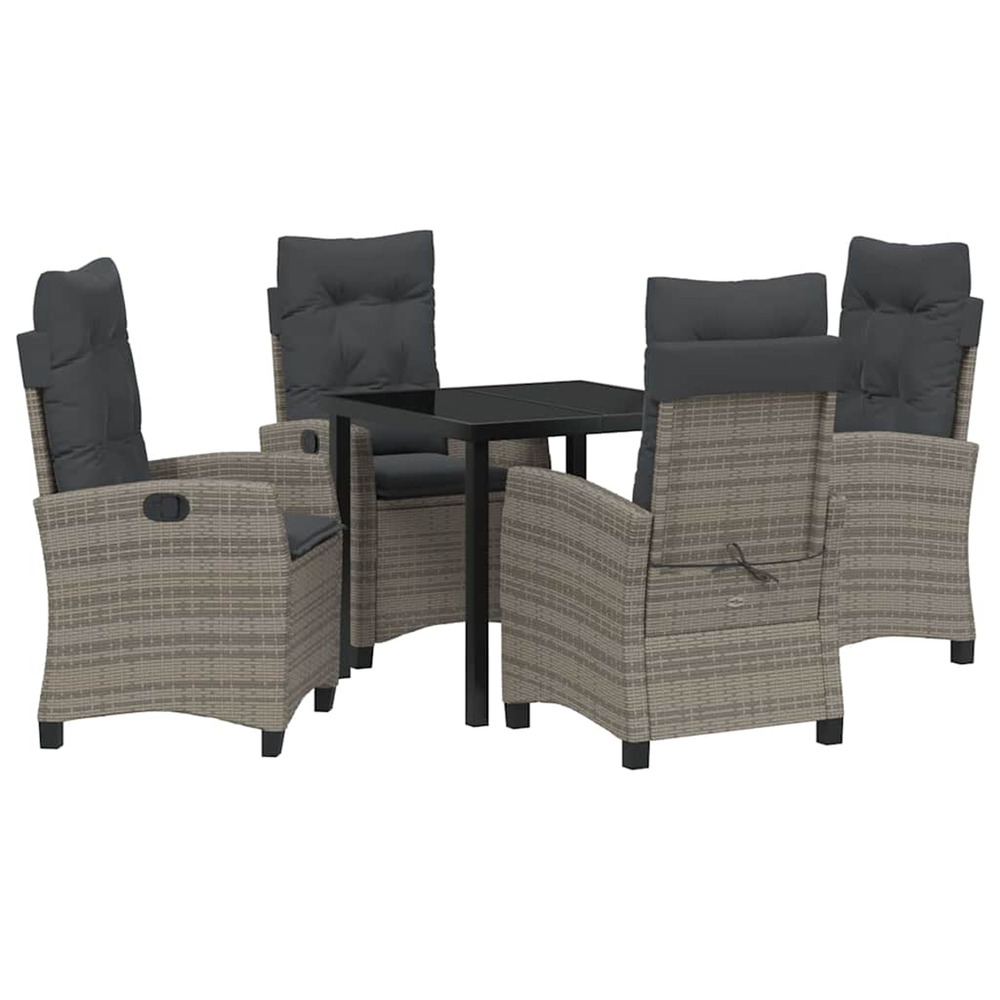 Ensemble de salle à manger pour jardin 5 pcs gris polyrotin