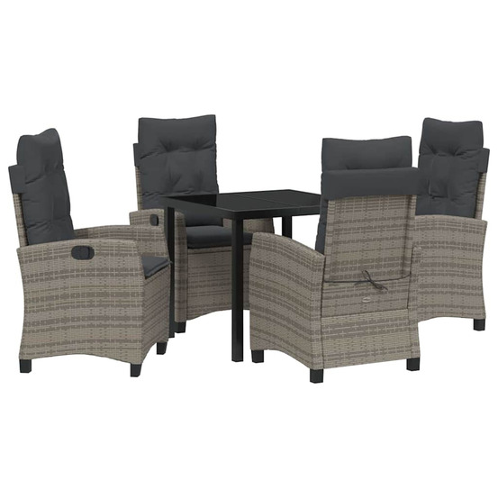 Ensemble de salle à manger pour jardin 5 pcs gris polyrotin