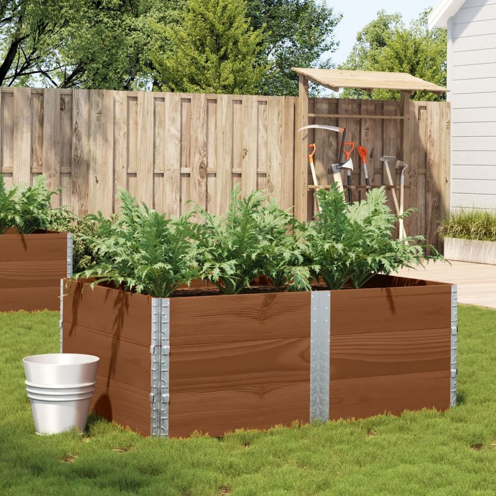 Carré potager xxl bois de pin massif pour jardin balcon modulable 150x100 cm marron