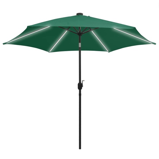 Parasol de jardin avec lumières led et mât en aluminium vert