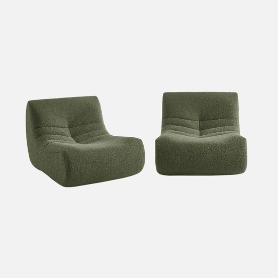 Chauffeuse tissu effet alpaca 2 places, l 91 x p 105 x h 72cm
