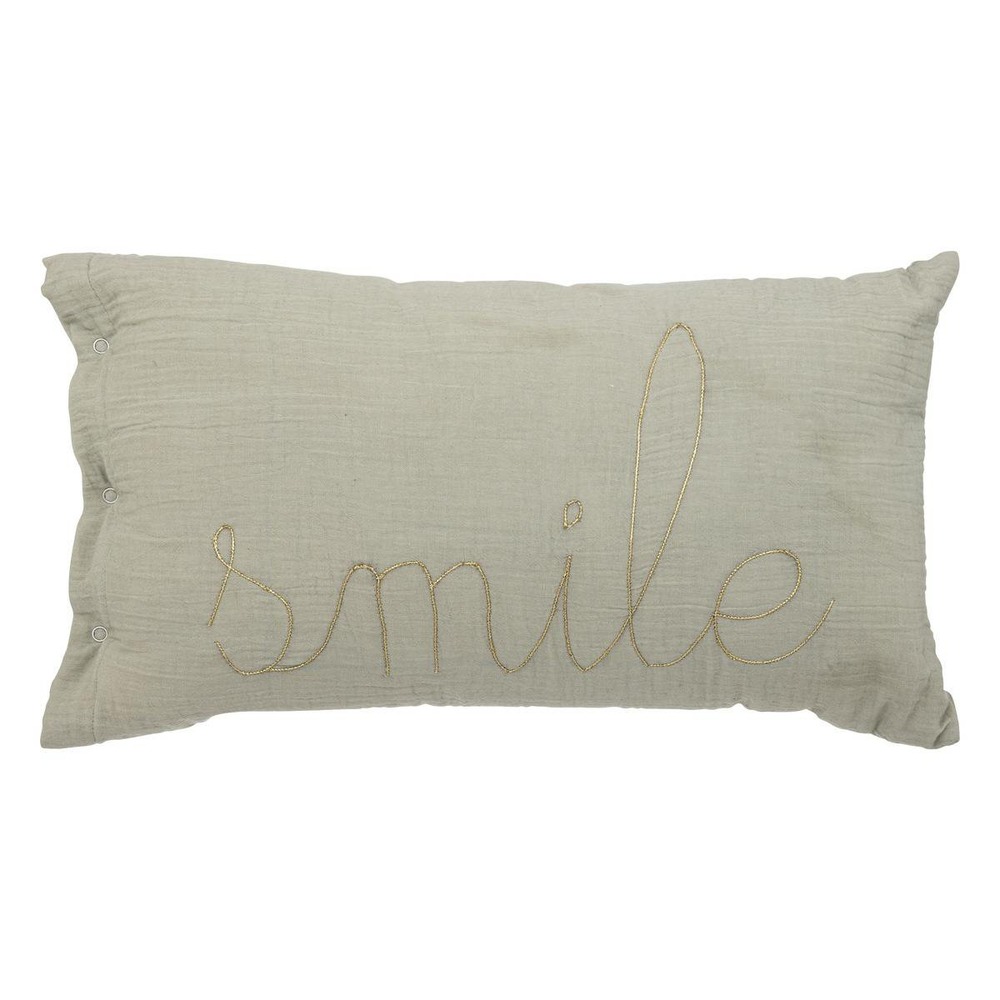 Coussin rectangulaire lili en gaze de coton 50x30cm blanc