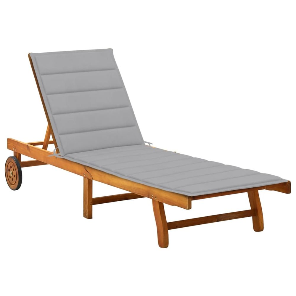 Chaise longue de jardin avec coussin bois d'acacia solide bain de soleil