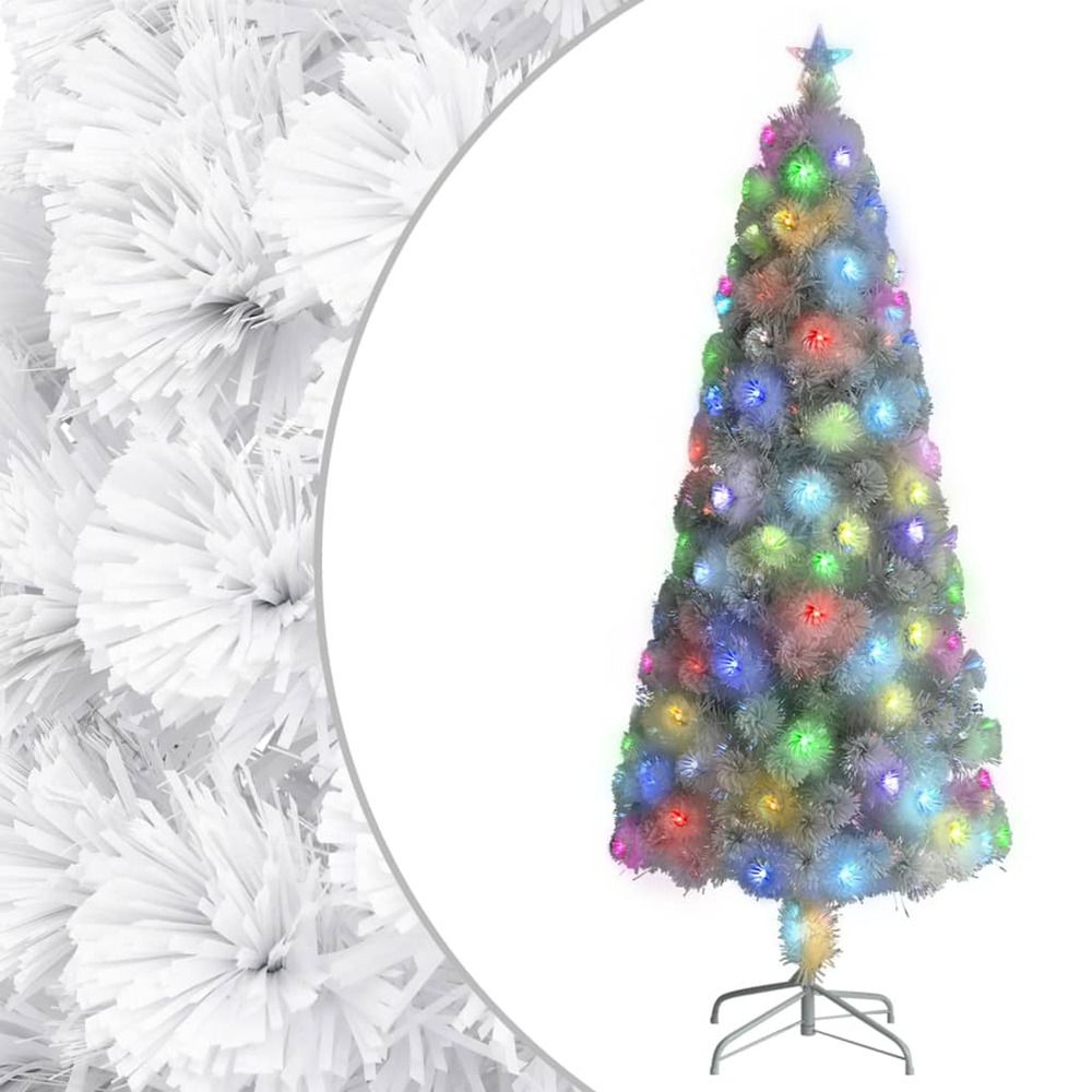 Arbre de noël artificiel pré-éclairé blanc 240 cm fibre optique