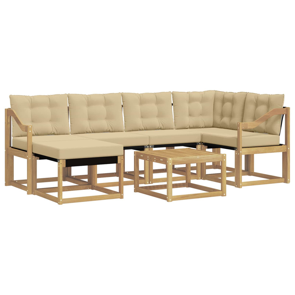 Ensemble de canapés d'extérieur 7 pcs blanc et beige